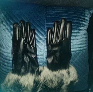 Brand new with tags Leather , rabbit fur Gloves